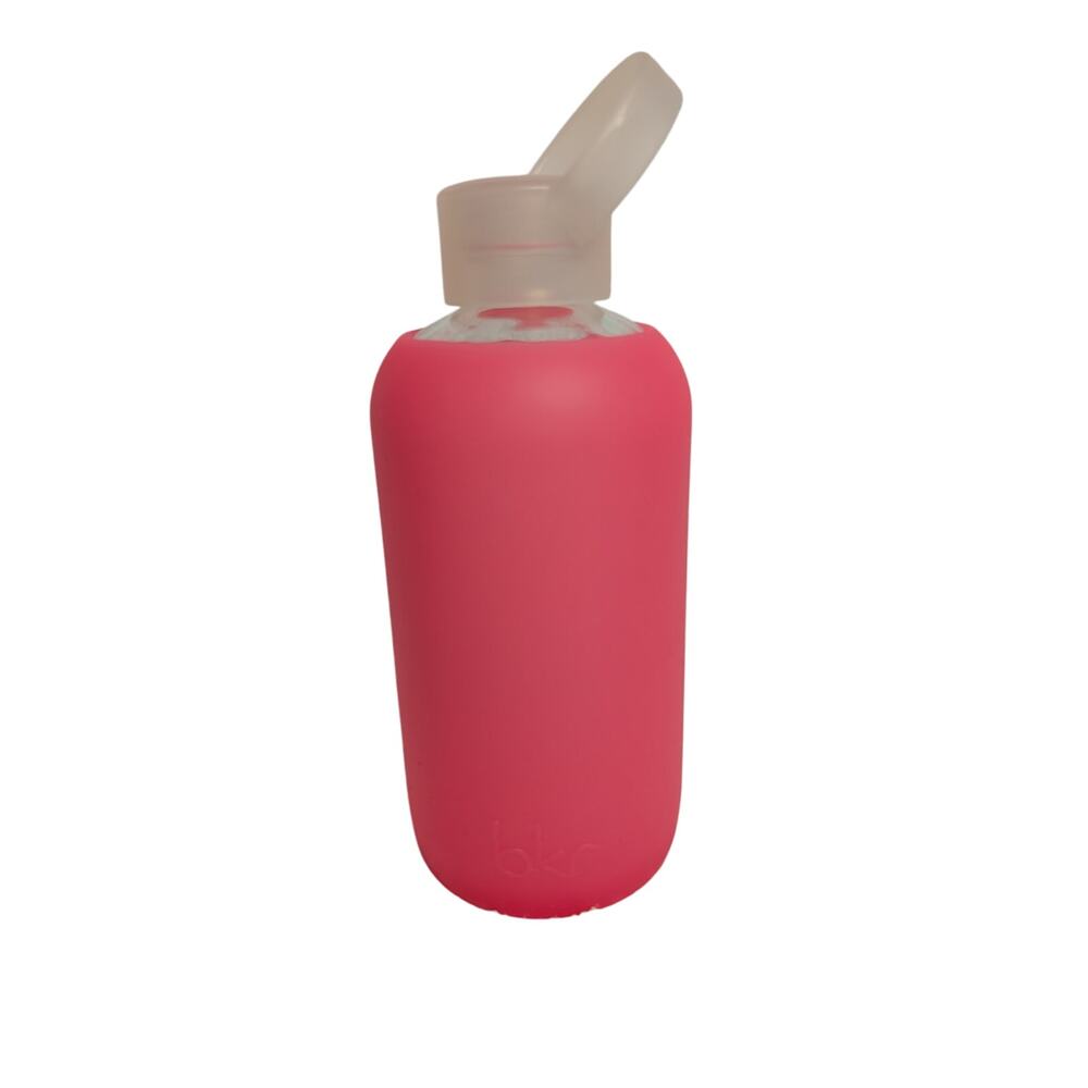 bkr Glass Water Bottle, Sustainable Travel Workout Bottle, Pink Silicone Cover